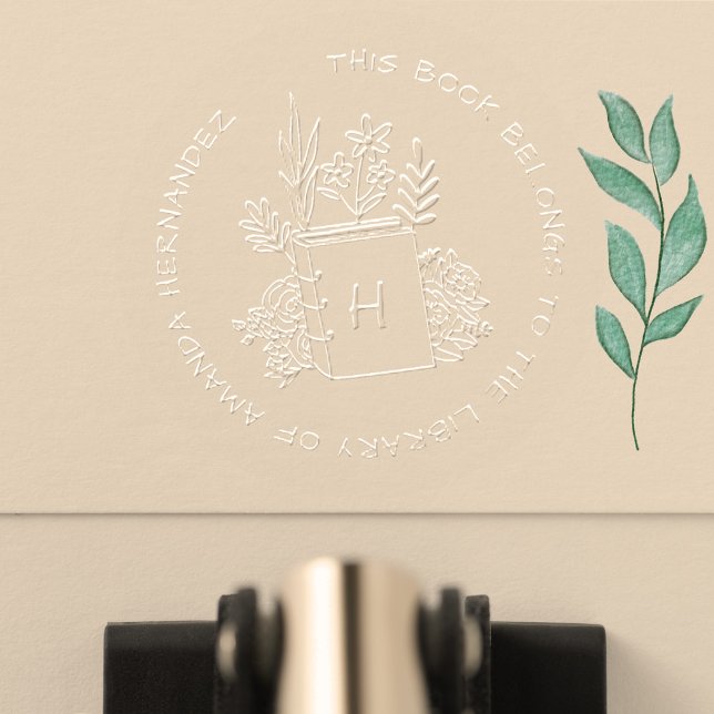 Flowery Book Custom Name Initial Library Embosser (Creator Uploaded)