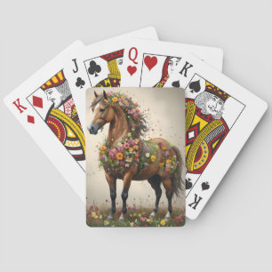 Flowery Brown Horse Fantasy Garden, Poker Cards