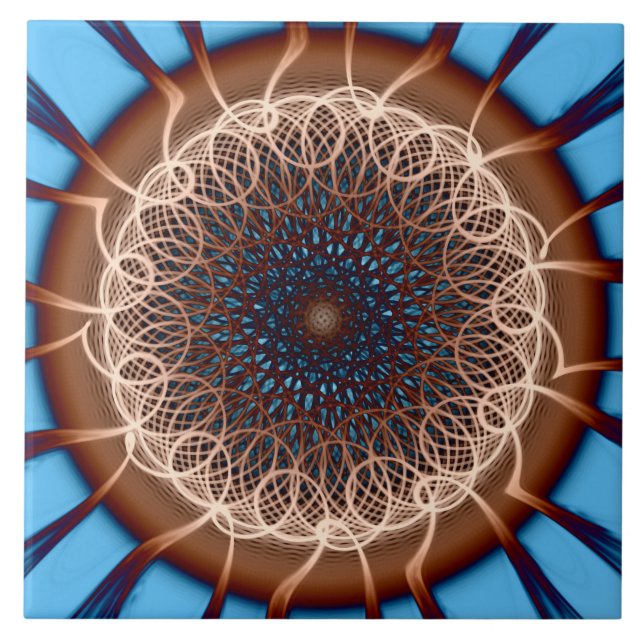 Flowery colorful visionary pattern ceramic tile (Front)