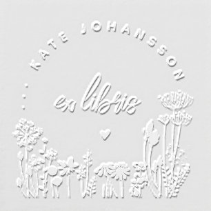 Flowery Elegant Ex Libris Custom Book Embosser