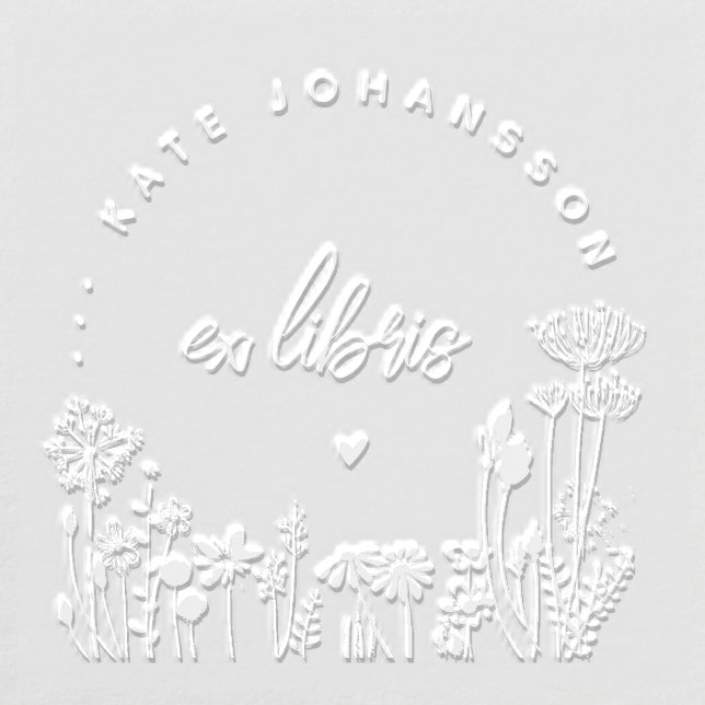 Flowery Elegant Ex Libris Custom Book Embosser (Design)
