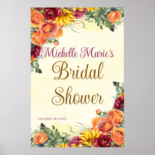 Flowery Fall Bridal Shower Poster