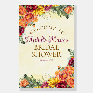 Flowery Fall Bridal Shower Poster Board