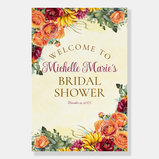 Flowery Fall Bridal Shower Poster Board (Front)