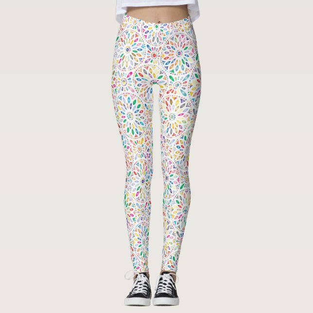 Flowery Floral Abstract Leggings (Front)