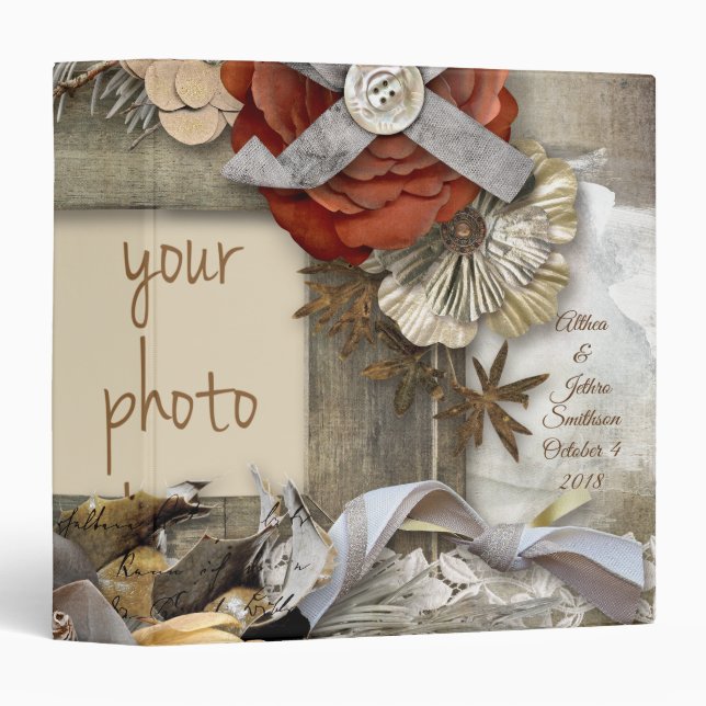 Flowery Floral Frame Scrapbook Photo Album Binder (Front/Spine)