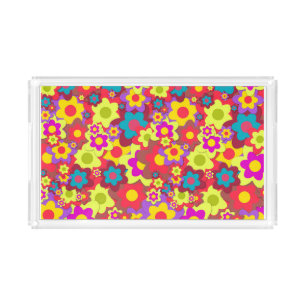Flowery flowers colorful serving tray