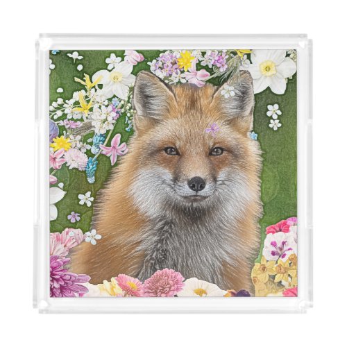 Flowery Fox Acrylic Tray