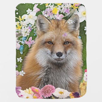 Flowery Fox Baby Blanket by CandiCreations at Zazzle