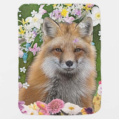 Flowery Fox Baby Blanket