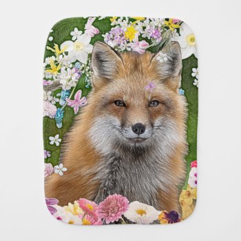 Flowery Fox Baby Burp Cloth by CandiCreations at Zazzle
