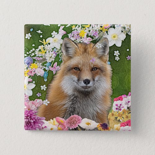 Flowery Fox Button