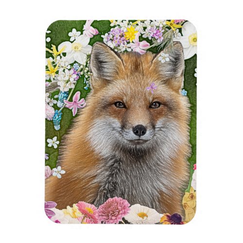 Flowery Fox Magnet