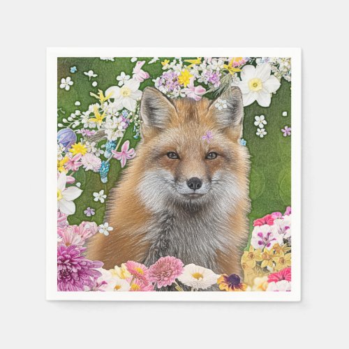 Flowery Fox Napkins