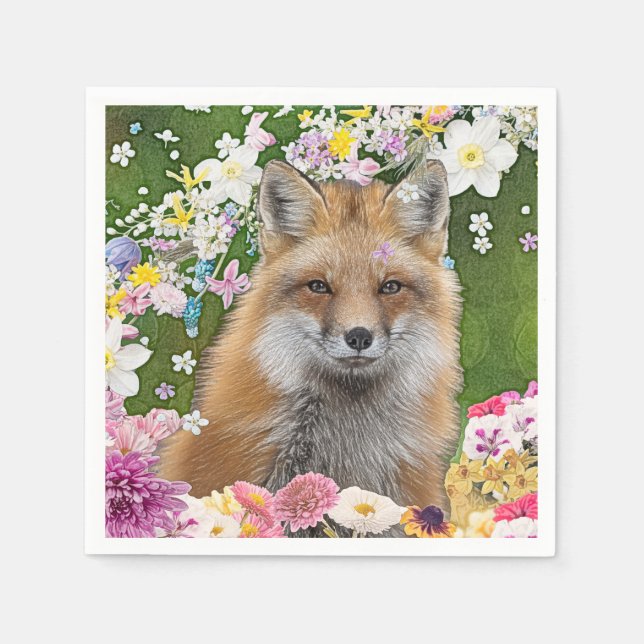 Flowery Fox Napkins (Front)