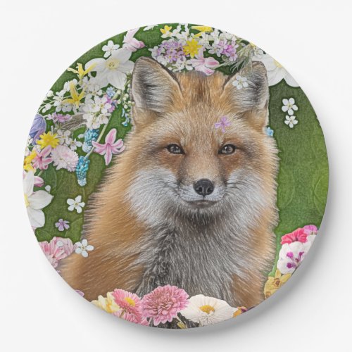 Flowery Fox Paper Plates