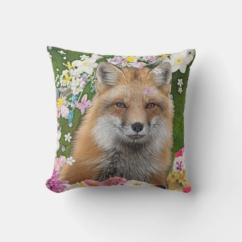 Flowery Fox Throw Pillow by CandiCreations at Zazzle