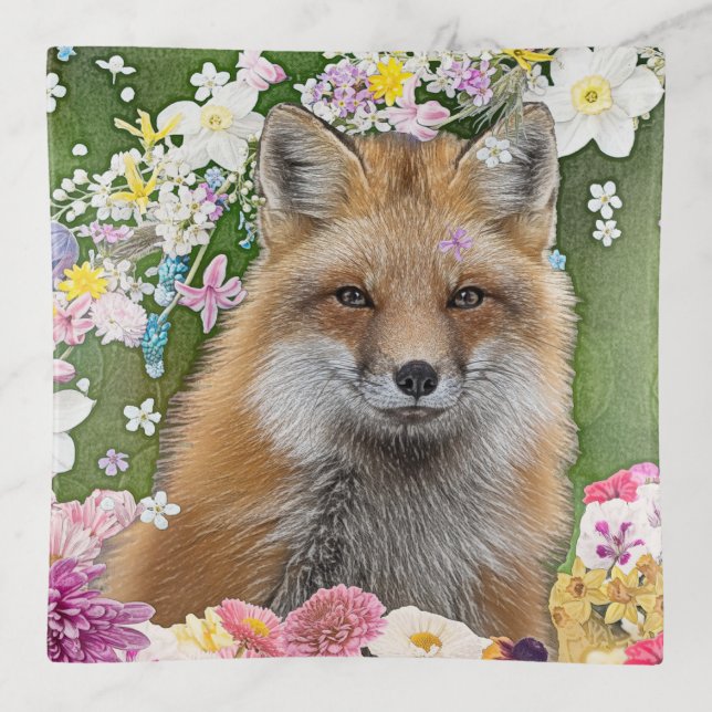 Flowery Fox Trinket Tray (Front)
