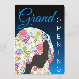 Flowery hair stylist beauty salon grand opening invitation