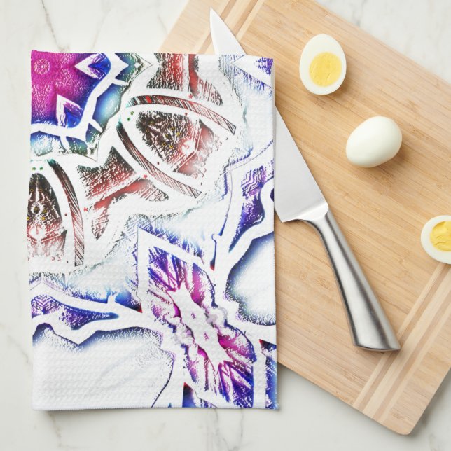 Flowery in plaster texture, soft shadow on  white  kitchen towel (Quarter Fold)