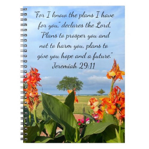 Flowery Jeremiah 2911 Gods Plans Bible Verse Notebook