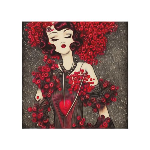 Flowery Lady Wood Wall Art