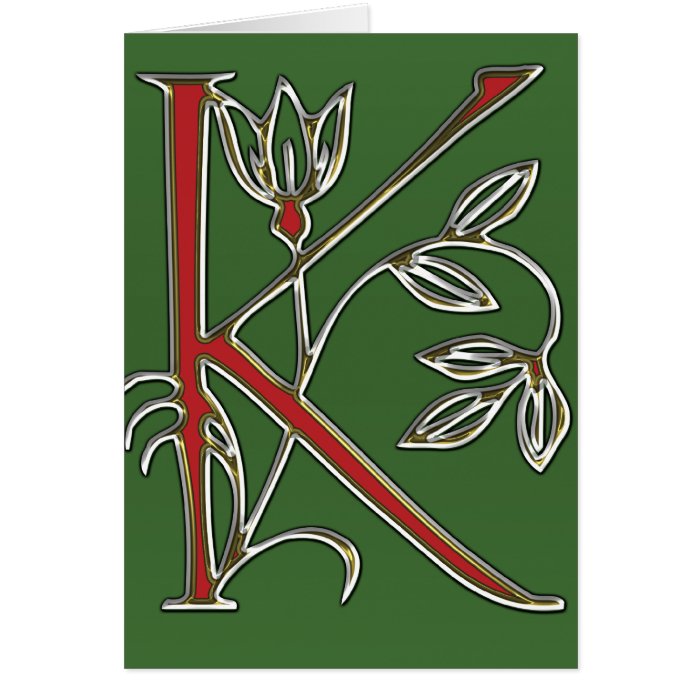 Flowery Letter k Greeting Cards