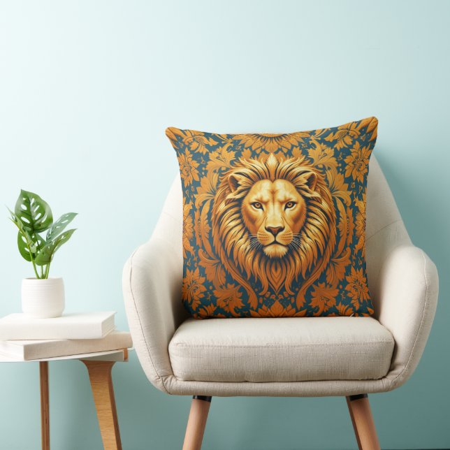 Flowery Lion 51 x 51 Throw Pillow (Chair)