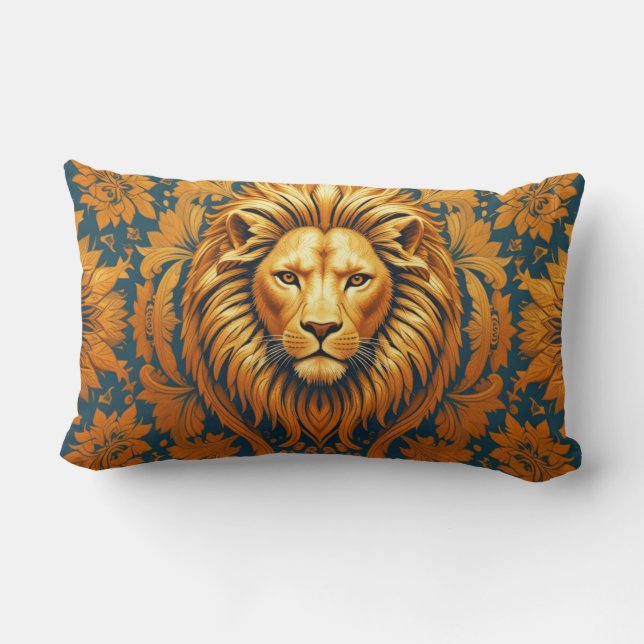 Flowery Lion Lumbar Cushion 33 x 53 Cotton (Back)