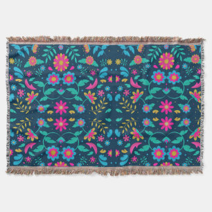 Flowery Mexican Throw Blanket