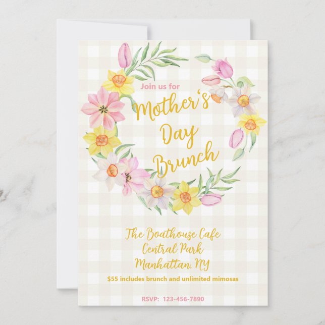 Flowery Mother's Day Brunch Invitation (Front)