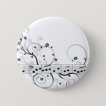 Flowery Music Pinback Button