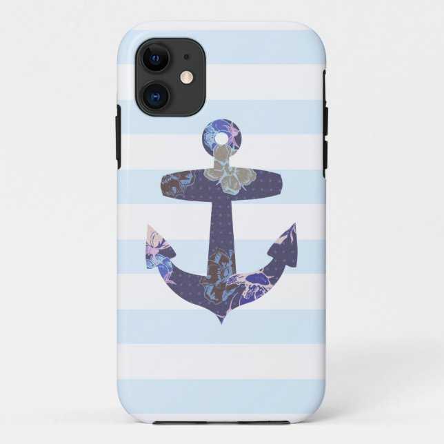 Flowery Nautical blue anchor iphone 5 case (Back)