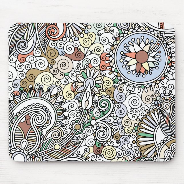 Flowery Paisley Design Mouse Pad (Front)