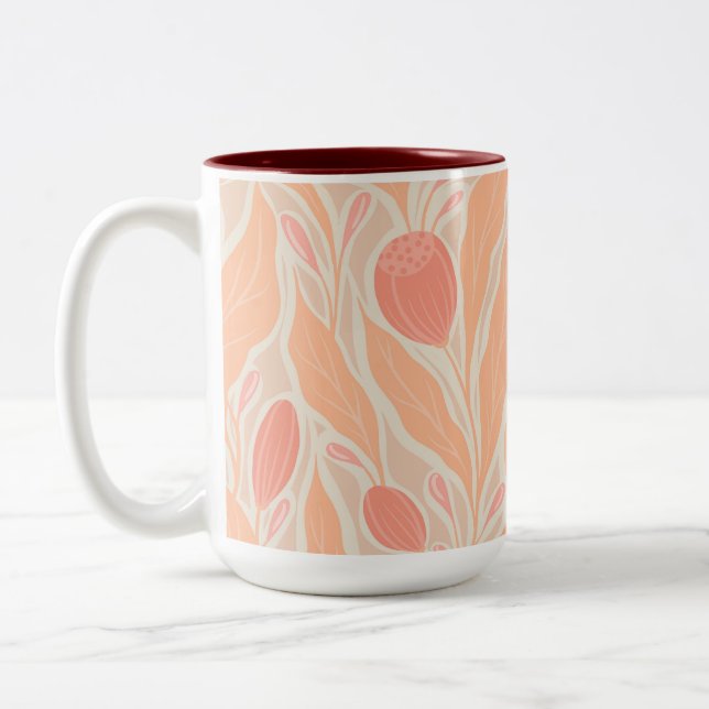 Flowery pattern Two-Tone coffee mug (Left)