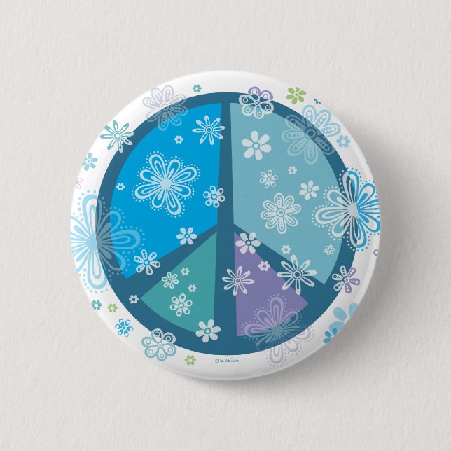 Flowery Peace sign Button (Front)