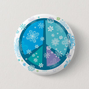 Flowery Peace sign Button