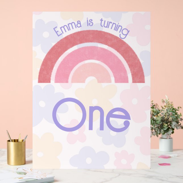 Flowery Rainbow Birthday Acrylic Sign (Wedding)