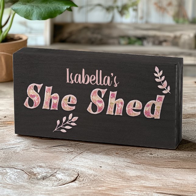 Flowery She Shed Wooden Box Sign (Creator Uploaded)