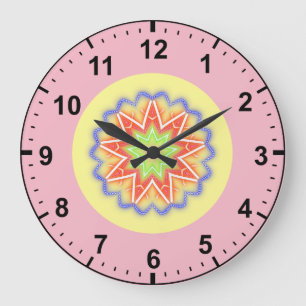 ~ Flowery Stars Fractal ~ Large Clock
