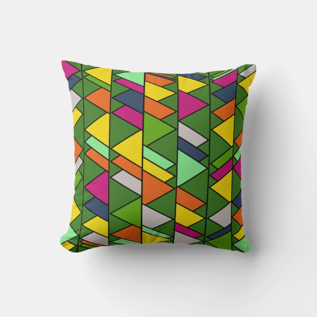 Flowery Triangles  Throw Pillow (Front)