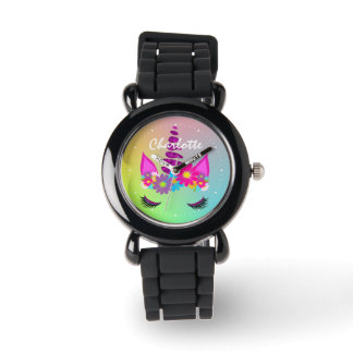 Flowery Unicorn Head Cute Girly Personalized Watch