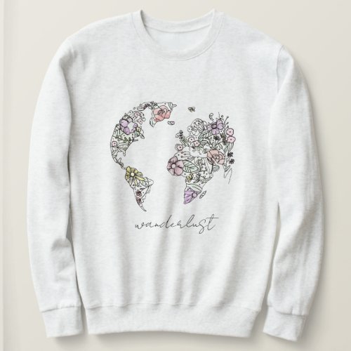 Flowery World Map Wanderlust Sweatshirt