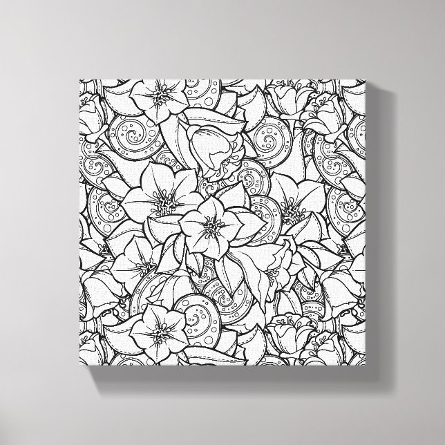 Flowery Zendoodle 6 Canvas Print (Front)