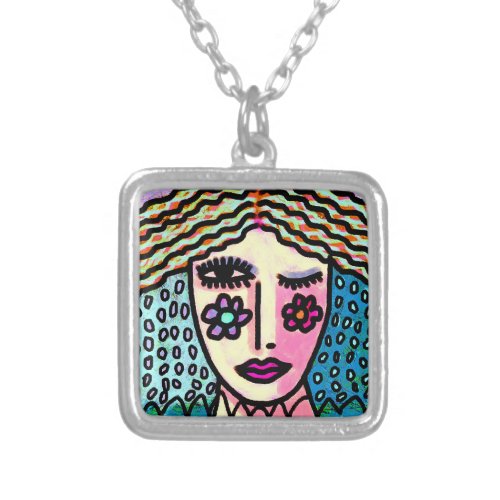Flowerz Abstract Art to Wear Silver Plated Necklace