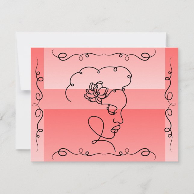 Flowing Beauty: Coral Line Art Blank Card (Front)