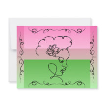 Flowing Beauty: Roselle Line Art Blank Card