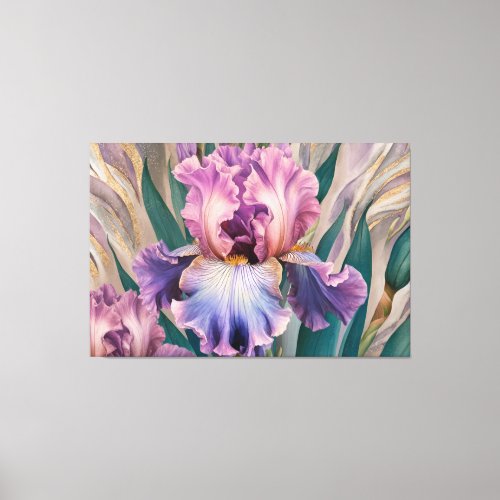  Flowing Blue IRIS Irises Vintage Floral TV2 Canvas Print