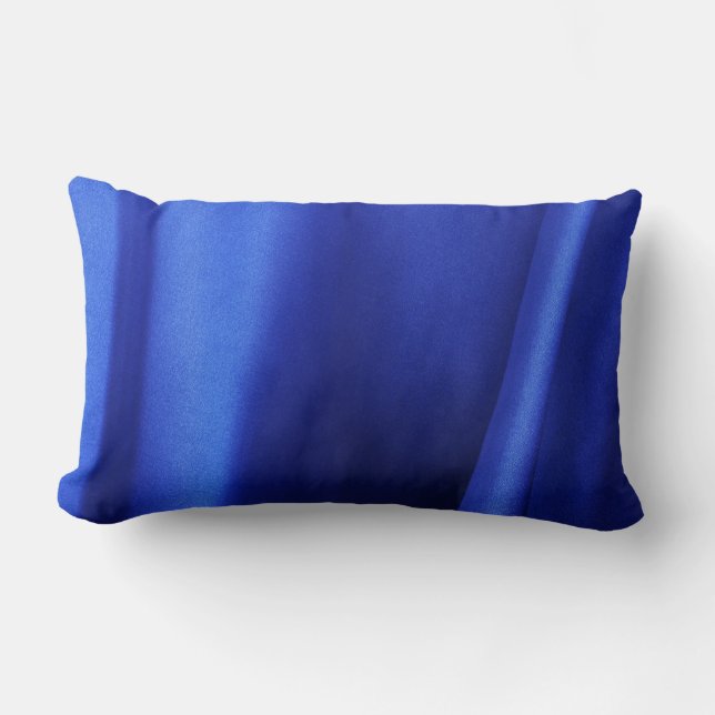 Flowing Blue Silk Fabric Abstract Lumbar Pillow (Front)