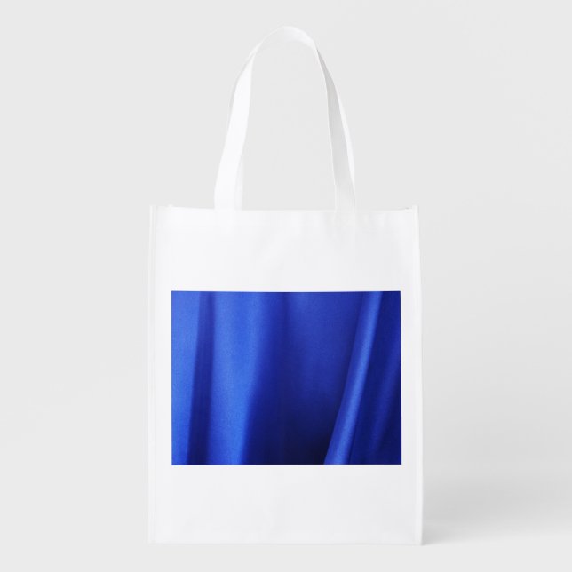 Flowing Blue Silk Fabric Abstract Reusable Grocery Bag (Front)